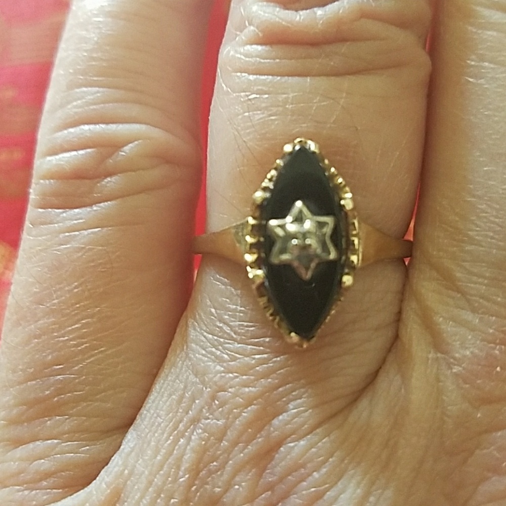 Onyx & Diamond Gold Ring